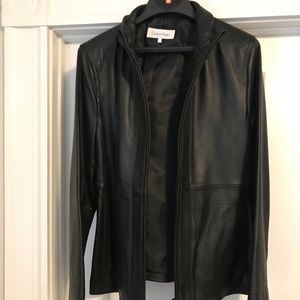 Calvin Klein black 100% leather jacket